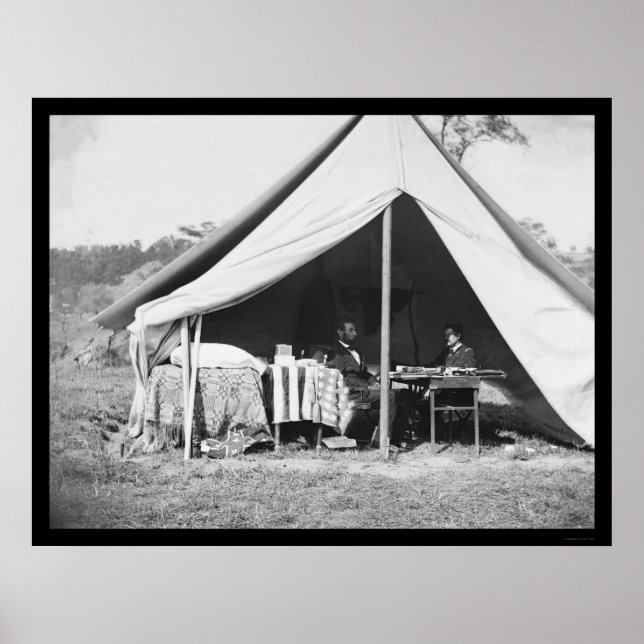Lincoln and McClellan at Antietam 1862 Poster (Front)