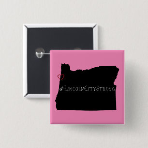 Lincoln City Strong Rope Heart Black 2 Inch Square Button