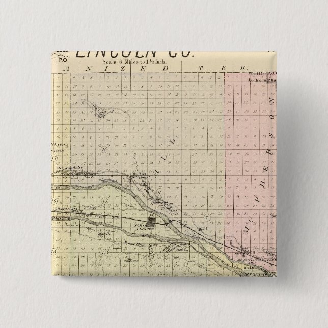 Lincoln County, Nebraska 2 Inch Square Button (Front)