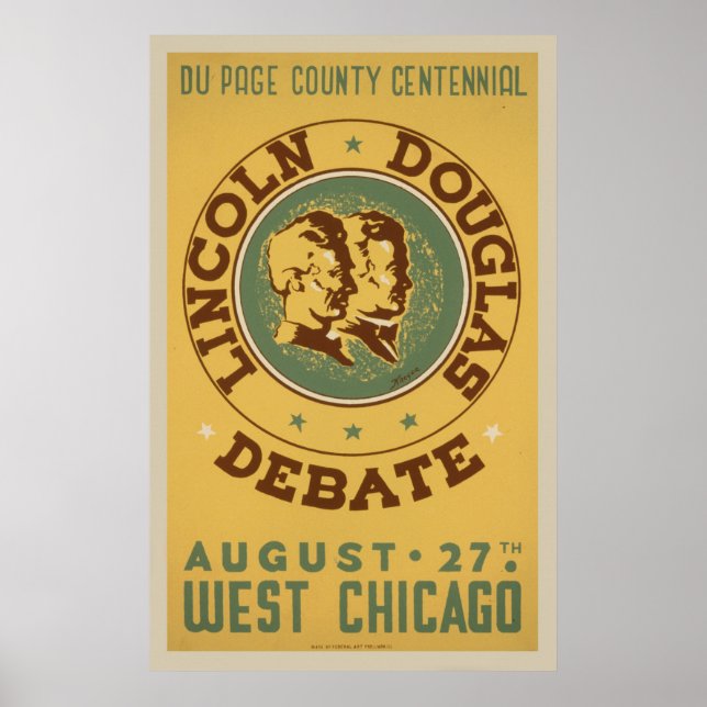 Lincoln Douglas Debate Vintage WPA Poster (Front)