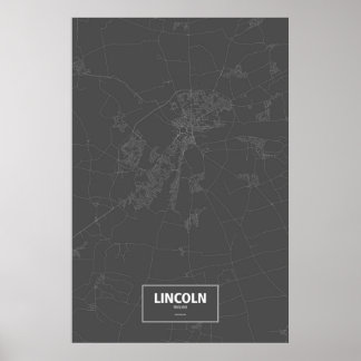 Lincoln, England (white on black) Poster