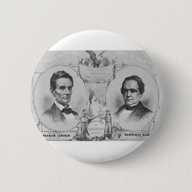 Lincoln - Hamlin 2 Inch Round Button (Front)