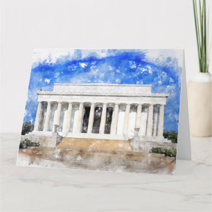 Lincoln Memorial facade in watercolor Thank You Card