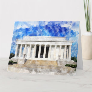 Lincoln Memorial facade in watercolor Thank You Card