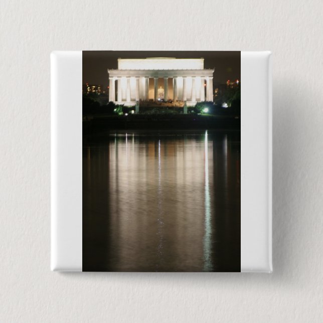 Lincoln Memorial Night Reflection 2 Inch Square Button (Front)