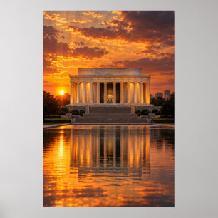 Lincoln Memorial Washington DC Cinematic Sunset Po Poster