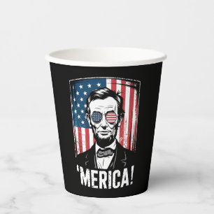 Lincoln Merica 4th Of July American Flag Vintage Paper Cups