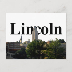Lincoln, Nebraska Skyline with Lincoln in the Sky Postcard