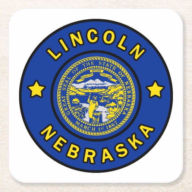 Lincoln Nebraska Square Paper Coaster (Front)
