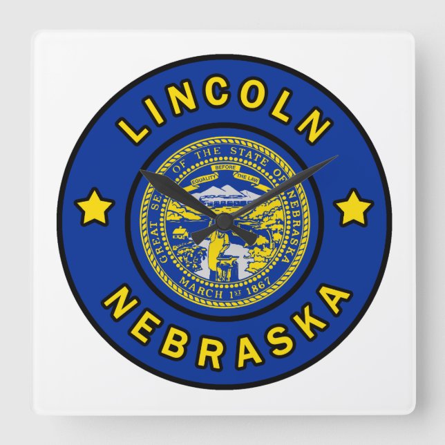 Lincoln Nebraska Square Wall Clock (Front)