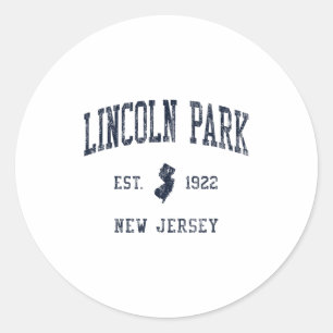 Lincoln Park Nj Jn1 Vintage Athletic Blue Design  Classic Round Sticker