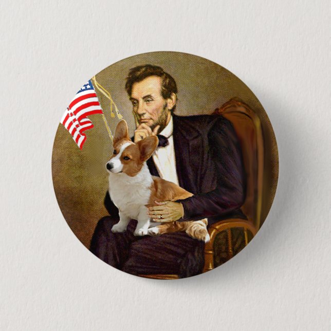 Lincoln - Pembroke Welsh Corgi 8 2 Inch Round Button (Front)