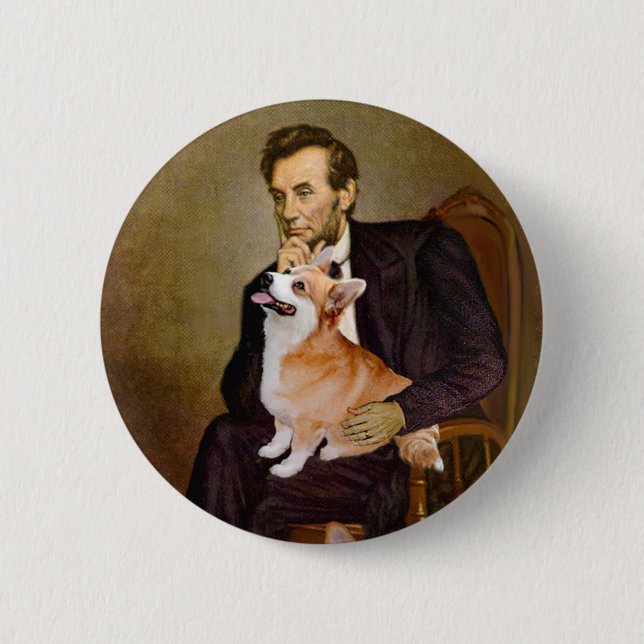 Lincoln - Pembroke Welsh Corgis (two) 2 Inch Round Button (Front)