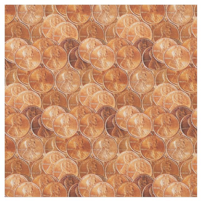 Lincoln penny/pennies copper US coin,penny fabric2 Fabric (Close Up)