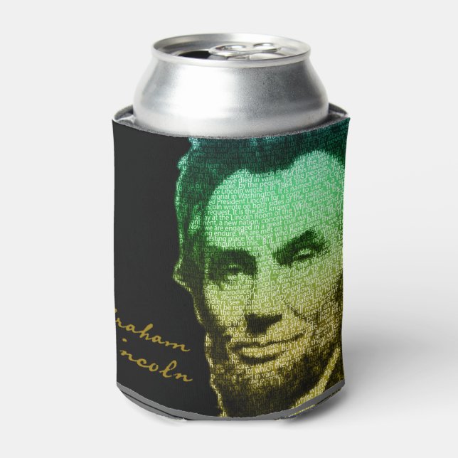 Lincoln Portrait Text Poster Can Cooler (Can Front)