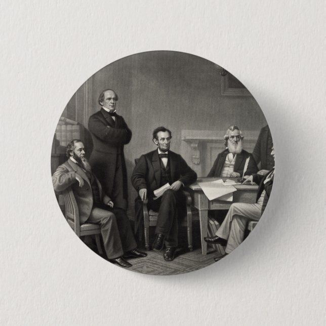 Lincoln Reading the Emancipation Proclamation 2 Inch Round Button (Front)
