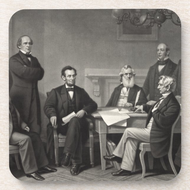 Lincoln Reading the Emancipation Proclamation Coaster (Front)