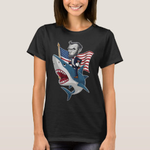 Lincoln Riding A Shark 4th Of July Patriotic Graph T-Shirt