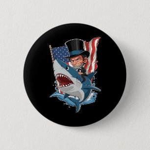 Lincoln Riding Shark Awesome Fourth Of July Graphi 2 Inch Round Button