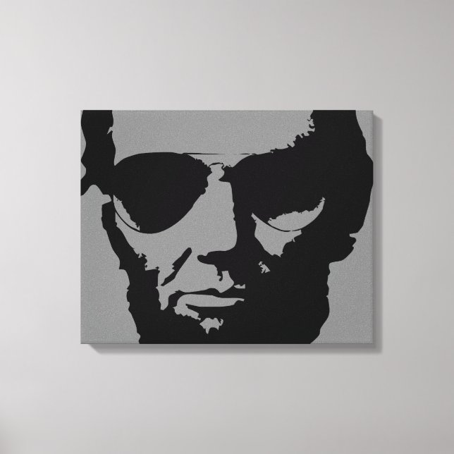 Lincoln with Aviator Sunglasses (Black) Canvas Print (Front)