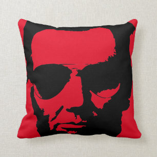 Lincoln with Aviator Sunglasses Hipster (Black) Throw Pillow
