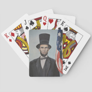 Lincoln with Flag Portrait Art Playing Cards