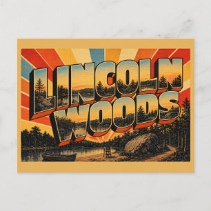 Lincoln Woods RI Glacial Lake Granite Boulders Art Postcard
