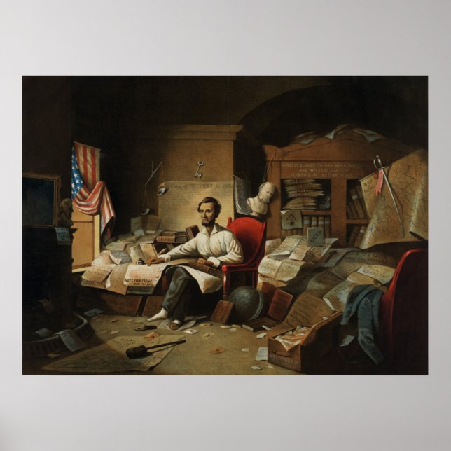 Lincoln Writing the Emancipation Proclamation Poster (Front)