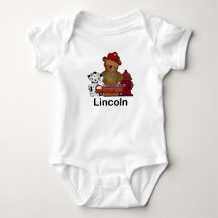 Lincoln's Little Fire Bear Personalized Gifts Baby Bodysuit