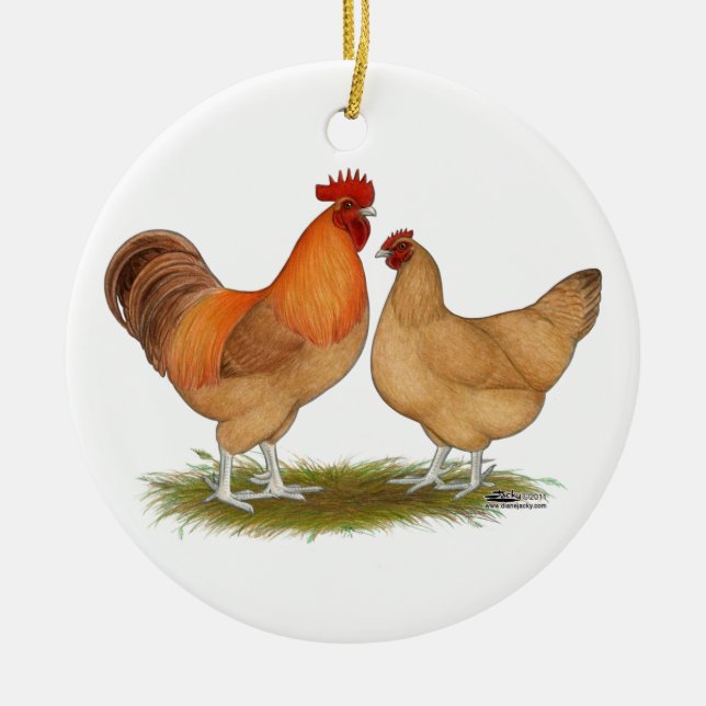 Lincolnshire Buff Chickens Ceramic Ornament (Front)