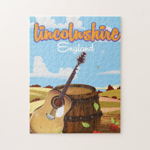 Lincolnshire England vintage travel poster Magnet Jigsaw Puzzle