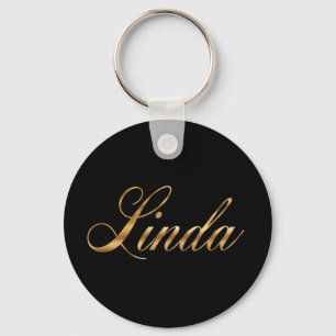 Linda gold Design Lettering Schlüsselanhänger Keychain