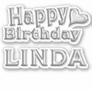 Linda Happy Birthday silver Sticker