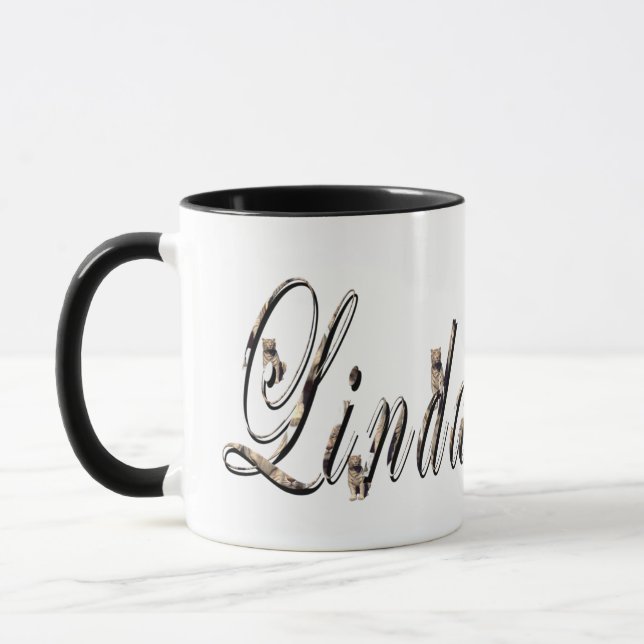 Linda, Name, Logo, Black Combo Coffee Mug. Mug (Left)