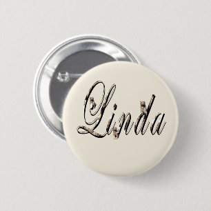 "Linda" Name Made With White Tigers, 2 Inch Round Button