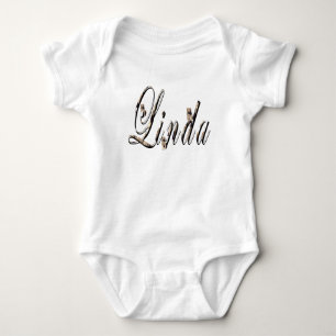 "Linda" Name Made With White Tigers, Baby Bodysuit