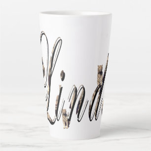 "Linda" Name Made With White Tigers, Latte Mug