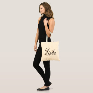 "Linda" Name Made With White Tigers, Tote Bag