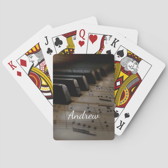 Linda T (1) Antique Music Piano Keys  Playing Cards (Back)