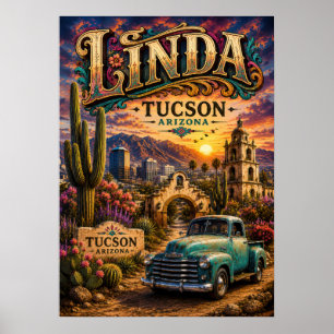 Linda Tucson Arizona Personalized Southwestern Des Poster
