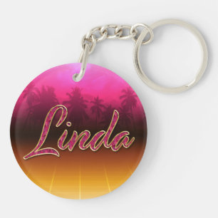 Linda Vorname Name golden pink Schlüsselanhänger Keychain