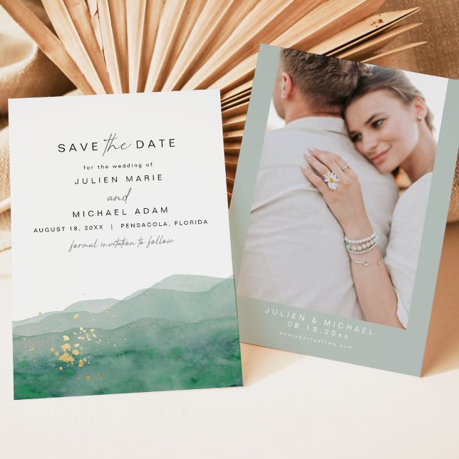 LINDEN Elegant Sage Green Watercolor Save the Date Invitation (Creator Uploaded)