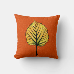 Linden Fall Leaf Art In Yellow And Vibrant Orange Throw Pillow