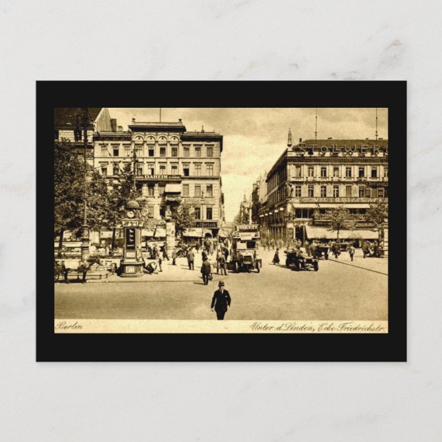 Linden & Friedrichstrasse, Berlin, Germany c1910 Postcard (Front)