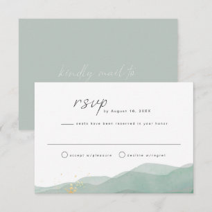 LINDEN Sage Green & Gold Watercolor RSVP Card