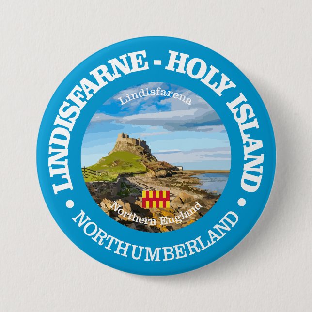 Lindisfarne -  Holy Island (rd) 3 Inch Round Button (Front)