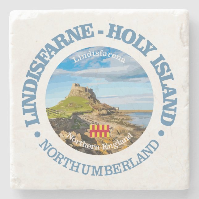 Lindisfarne -  Holy Island (rd) Stone Coaster (Front)