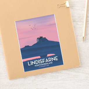 Lindisfarne Northumberland Castle travel poster.