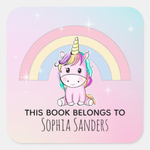 Lindo Unicornio Acuarela Multicolor  Square Sticker