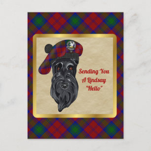 Lindsay Clan Badge & Carte Postale Tartan